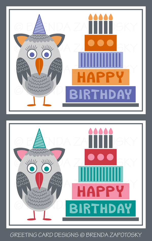 Owl Birthday Cards by Brenda Zapotosky