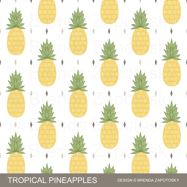 Tropical Pineapples Pattern by Brenda Zapotosky