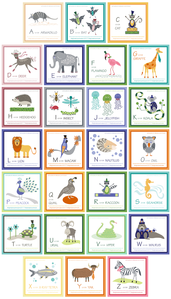 26 Animal Illustrations by Brenda Zapotosky