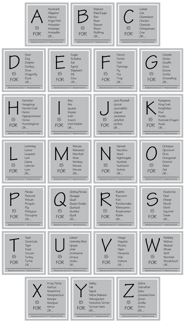 26 Animal Prompts by Brenda Zapotosky