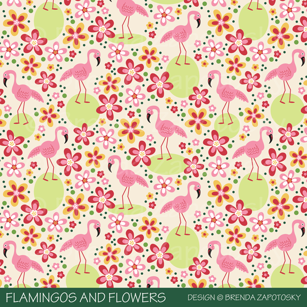 Flamingos and Flowers Pattern Promo by Brenda Zapotosky
