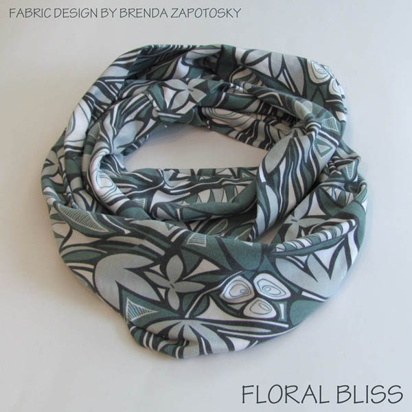 Floral Bliss Winter Blues Infinity Scarf by Brenda Zapotosky