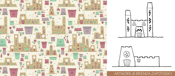 Sandcastles Pattern and Illustrations by Brenda Zapotosky