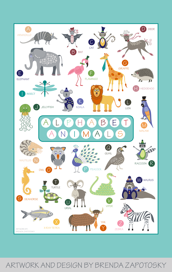 Alphabet Animals Poster by Brenda Zapotosky SM