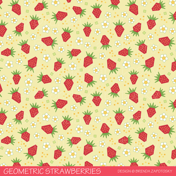 Geometric Strawberries Classic Pattern by Brenda Zapotosky