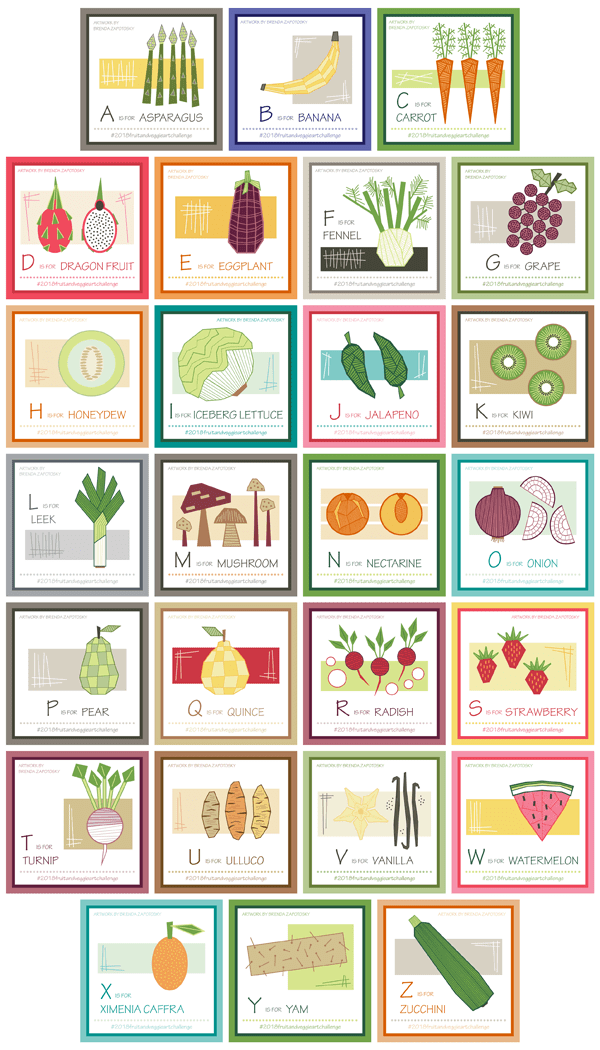 26 fruit and vegetable illustrations by brenda zapotosky