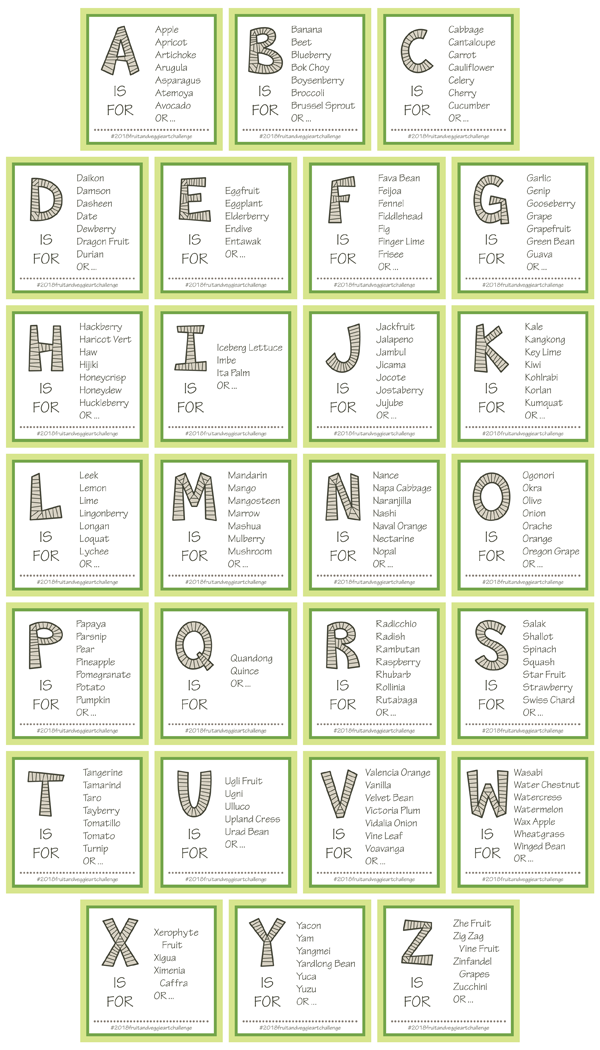 26 fruit and vegetable letter lists by brenda zapotosky
