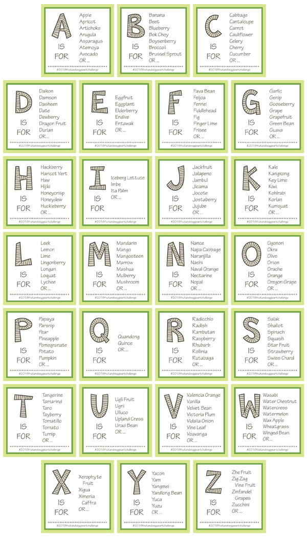 26 fruit and vegetable letter lists by brenda zapotosky