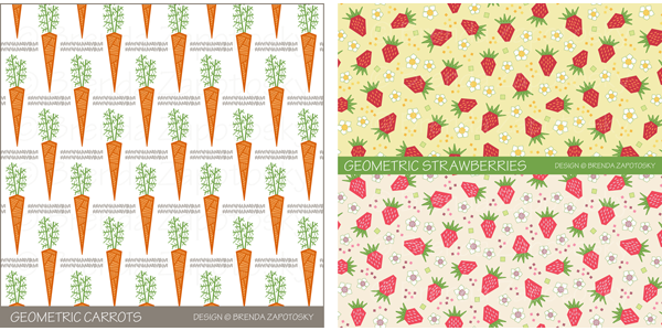 carrots and strawberries patterns by brenda zapotosky