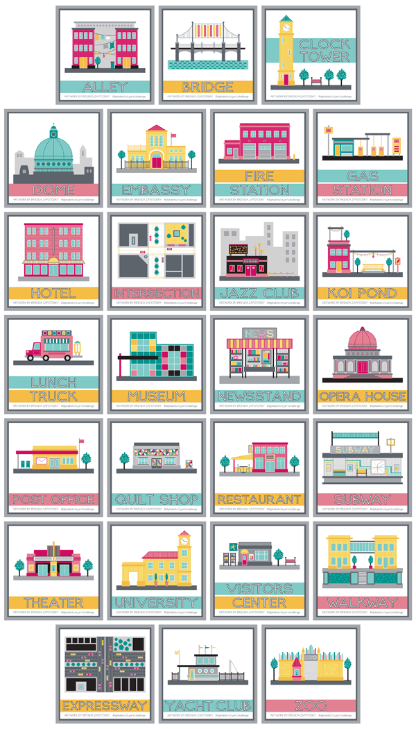 26 Alphabet City Illustrations by Brenda Zapotosky
